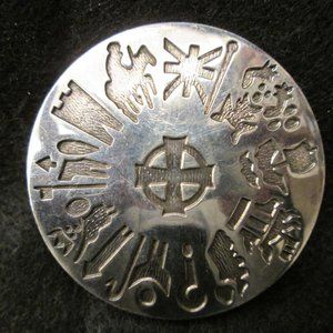 Pin or Pendant Sterling Embossed Disc